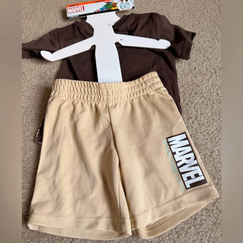 Marvel Toddler Boy Brown & Cream Superhero Set 2T